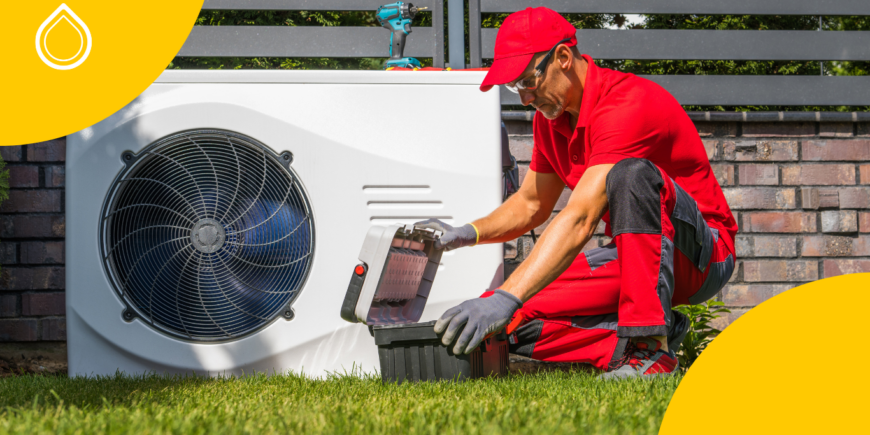 pompa di calore installazione unità esterna edificio residenziale